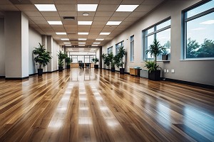 臥室採用深色木紋塑膠地板，營造溫馨感